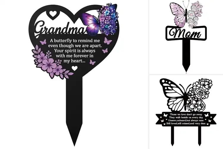 Detailed view of Best Butterfly Pattern Cemetery Plaque